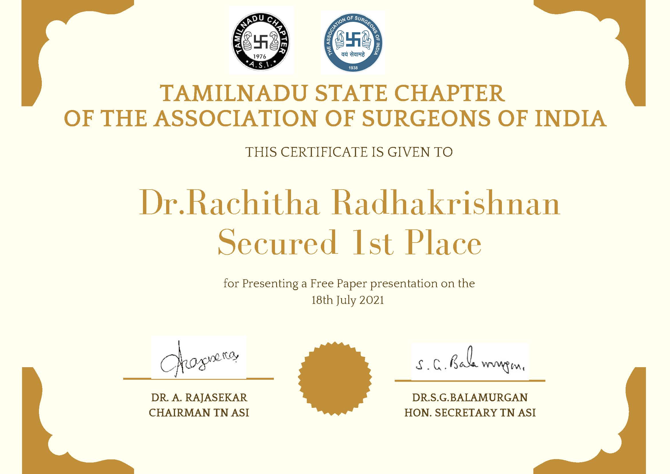 1_PG student_I st place in paper presentation